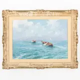 Sabbio Chiese, 1858 - Bergamo, 1934 / Marina con barche / Firmato G Cavalleri in basso a sinistra by Giovanni Cavalleri, oil on canvas, offered Oct 2022