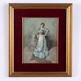 Eduardo Dalbono, Napoli, 1841 - 1915 / Ritratto di donna in un interno / Firmato E Dalbono in basso a destra