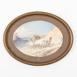 Karsunsky Uyezd, 1826 - San Pietroburgo, 1871 / Paesaggio con carrozza e buoi / Firmato V Khudyakov e datato 1845 in basso a destra by Vasily Khudiakov, Acquarello su carta, offered Oct 2022