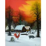 Nikola Kovačević, Mazin 1933 / Paesaggio, 1969, oil on vetro