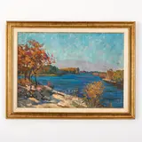 Vvedenka, 1918 - Kiev, 2011 / Autunno blu / Firmato Artamonov e datato 87 in basso a destra by Olexiy Mykhaylovich Artamonov, oil on cardboard, offered Oct 2022