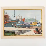 Valentin Bernadskii, Ozeriany, 1917 - Simferopol, 2011 / Nel porto, oil on cardboard