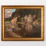 Kobyletska Poliana, 1891 - Uzhgorod, 1975 / Paesaggio con fiume / Firmato Bokshay e datato 1948 in basso a sinistra by Joseph Josephovich Bokshay, oil on canvas, offered Oct 2022