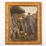 Vilnius, 1895 - 1989 / Scena con soldati / Firmato S Erzikovskiy in basso a destra by Sergiy Mykolaevich Yerzhikovsky, oil on canvas, offered Oct 2022