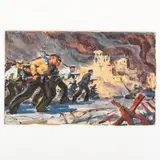 Anatoly Mykolayevich Grachev, Baku, 1922 - Kiev, 1988 / Soldati all'attacco, oil on cardboard