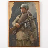 Verkhny Baskunchak, 1914 - Kiev, 1982 / Ritratto di soldato by Olexandr Gavrilovich Budnikov, oil on canvas, offered Oct 2022