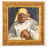 Andriy Andriyovych Serbutovsky, Poltava, 1923 - 2006 / Ritratto di donna / Firma A Serbutov, titolo e data 1979 sul retro, oil on cardboard