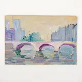 Novomoskovsk, 1901 - Kiev, 1977 / Ponte nuovo a Parigi / Firmato Glushenko in basso a destra by Mykola Petrovich Gloutchenko, oil on cardboard, offered Oct 2022