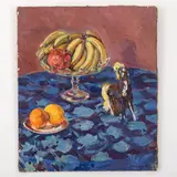 Ilya Nissonovich Shtilman, Kiev, 1902 - 1966 / Natura morta con melograno e banane / Firmato I Shtilman e datato 1961 in basso a destra, oil on canvas
