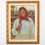 Olexandr Grigorovich Maksimenko, Vilkhovatka, 1916 - Kiev, 2011 / Ritratto di contadina / Datato 1970 in basso a destra, oil on canvas