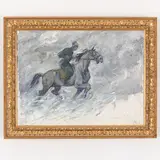 Vesele, 1904 - Kiev, 1997 / Soldato a cavallo / Monogramma MD in basso a destra by Mykhaylo Gordyevich Deregus, oil on canvas, offered Oct 2022