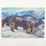 Uzhgorod, 1911 - 1987 / Una giornata invernale / Firmato A Kotska in basso a destra by Andrey Andreevich Kotska, oil on cardboard, offered Oct 2022