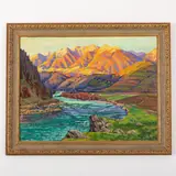 Ivanovtsy, 1910 - 1978 / Fiume tra le montagne / Firmato Manaylo e datato 73 in basso a destra by Fedir Fedorovich Manaylo, oil on canvas, offered Oct 2022