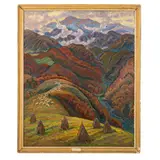 Podgorianah, 1928 - 2014 / Paesaggio dei Carpazi / Firmato Shepa in basso a sinistra by Anton Oleksiyovich Shepa, oil on canvas, offered Oct 2022