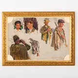 Karp Demjanovich Trokhimenko, Sushany, 1885 - Kiev, 1979 / Studio di volti maschili / Firmato K Trokhimenko e datato 1950 in basso a destra