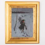Baku, 1929 - ?, 2001 / Passeggiata notturna / Firmato A Yanin e datato 59 in basso a destra by Anatoli Aleksrandrovitch Yanin, oil on cardboard, offered Oct 2022