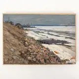 Mikhail Sergeevich Barancheev, Kalinovo 1920 - ? 1996 / Il fiume Dvina Nord in primavera / Firmato Barancheev e datato 1954 in basso a destra, oil on cardboard