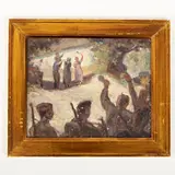 Anatoly Nikonovich Volnenko, Kharkov, 1902 - 1965 / La partenza per la guerra, oil on cardboard