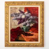 Kobyletska Poliana, 1891 - Uzhgorod, 1975 / Vaso con fiori di lillà / Firmato Bokshay e datato 1962 in basso a destra by Joseph Josephovich Bokshay, oil on compensato, offered Oct 2022