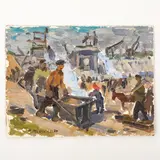 Olexandr Grigorovich Maksimenko, Vilkhovatka, 1916 - Kiev, 2011 / Nel cantiere / Firmato O Maksimenko in basso a sinistra