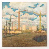 Pavel Yakovlevich Eremenko, Kolomai 1915 / Zona industriale / Firmato P Ermenenko e datato 1996 in basso a destra, oil on canvas