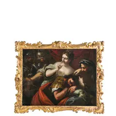 Sansone e Dalila by Bartolomeo Biscaino, oil on canvas, offered Nov 2022