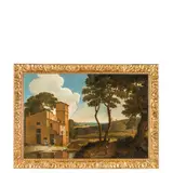 Francisque Millet, Paesaggio italiano con donne che lavano i panni, oil on canvas