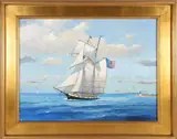 William Lowe, The Lynx Departing Home Port Nantucket, Oil on Linen