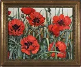 Roy Bailey, Poppies, Oil on Board