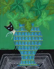 Siamese Cat by Polly Bushong, Oil on Board, offered Aug 2024