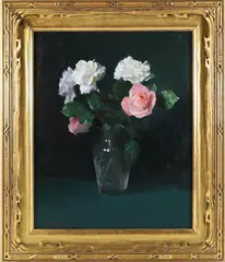 Gary David Hoffmann, Roses in a Crystal Vase Still Life, Oil on Canvas