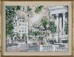 Paris Metro Stop by Charles Cobelle, Oil on Canvas, offered Aug 2024