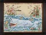 Whimsical Whaling Scene by Carol Ann Freeman, Watercolor, offered Aug 2024