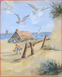 Nantucket Seaside Cottage by Anne Mellin, Watercolor on Paper, offered Aug 2024