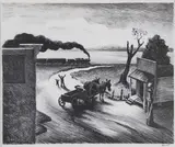 Edge of Town by Thomas Hart Benton, circa 1938, Lithograph, offered Aug 2024