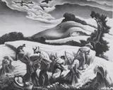 Cradling Wheat by Thomas Hart Benton, circa 1939, Lithograph, offered Aug 2024