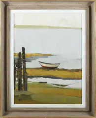 Dory at Low Tide by Roy Bailey, Oil on Canvas, offered Aug 2024