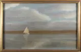 Robert Stark Jr., Lone Catboat with Two Ducks, Oil on Board