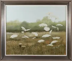 Robert Bushong, Queen Anne’s Lace in the Moors, circa 1982, Acrylic on Board