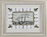 Portrait of the American Ship Frank Herbert by Mellie Cooper, Acrylic Painting on Hand Made Cast and Assembled Paper, offered Aug 2024