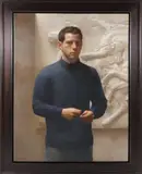 Jacob Collins, Self Portrait with Parthenon Friez, Oil on Canvas