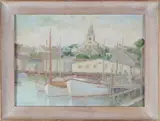 Emily Hoffmeier, From Straight Wharf, Nantucket 1950, 1950, Oil on Artist Board
