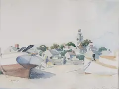 South Beach by Doris Riker Beer, Watercolor on Paper, offered Aug 2024
