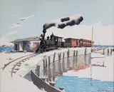 The Dummy Line – Nantucket by Doris and Richard Beer, Watercolor on Paper, offered Aug 2024