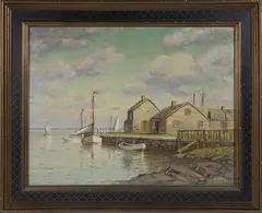William Frederick Paskell, Commercial Wharf, Nantucket, Oil on Canvas