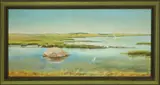 Sarah Perry Crane, Salt Marsh Landscape, Oil on Board