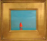 Robert Stark Jr., Red Sail on Calm Waters, Oil on Canvas