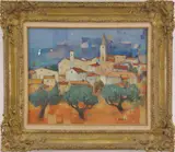 Pierre Bordenave, Villagescape, Oil on Canvas