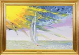 Paul Galschneider, Sailboat on Open Water, Oil on Canvas
