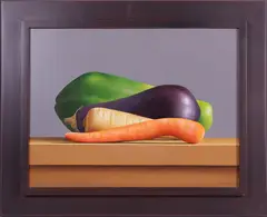 Janet Rickus, Still Life with Vegetables, Oil on Board